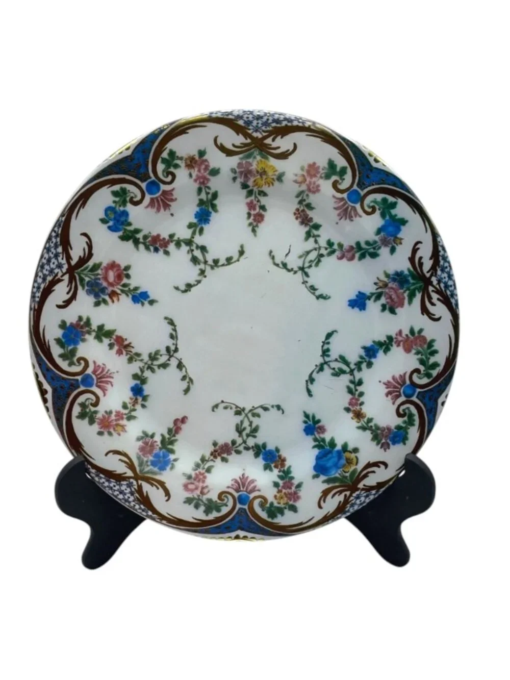 2 Vtg Floral Elite Tin Plates Sevres Design 1760 Wallace Collection England 10